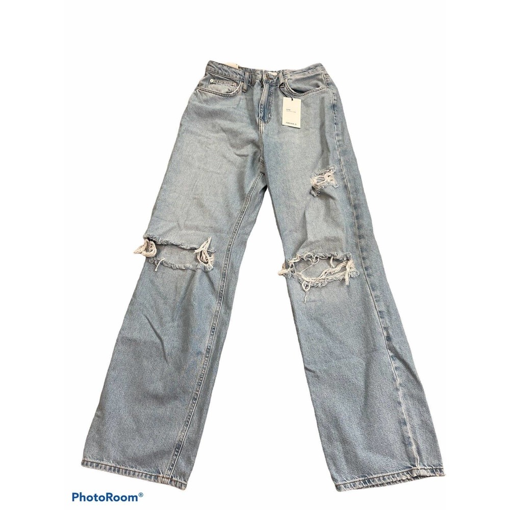 Forever 21 Womens Jeans 27 High Waist Ripped Denim Pants Regular